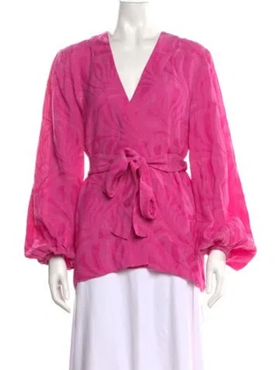 Pre-owned Alexis Printed V-neck Blouse In Pink