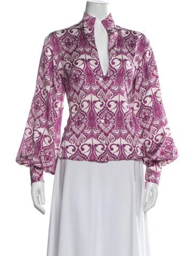 Pre-owned Alexis Printed V-neck Blouse In Pink