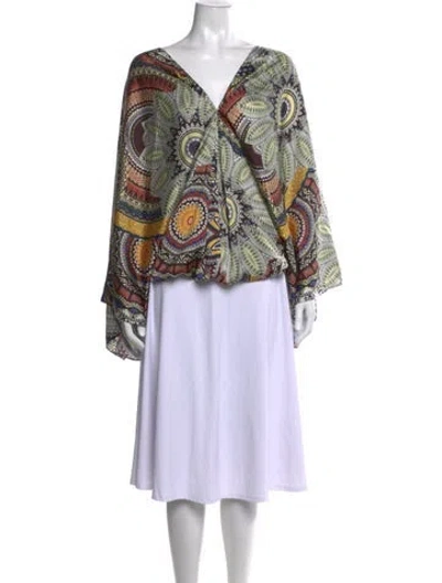 Pre-owned Alexis Printed V-neck Blouse W/ Tags In Multicolor