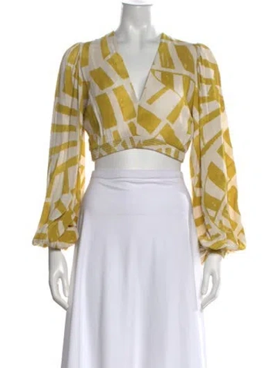 Pre-owned Alexis Printed V-neck Crop Top