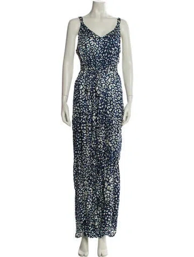 Pre-owned Alexis Printed V-neck Jumpsuit In Blue