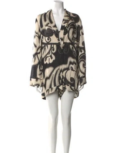 Pre-owned Alexis Printed V-neck Romper W/ Tags In Multi