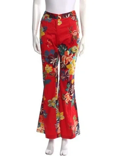 Pre-owned Alexis Printed Wide Leg Pants In Red