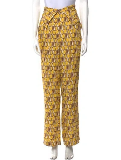Pre-owned Alexis Printed Wide Leg Pants In Yellow
