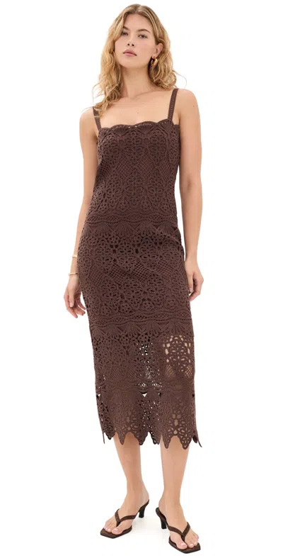 Alexis Ravello Maxi Dress Brown Crochet