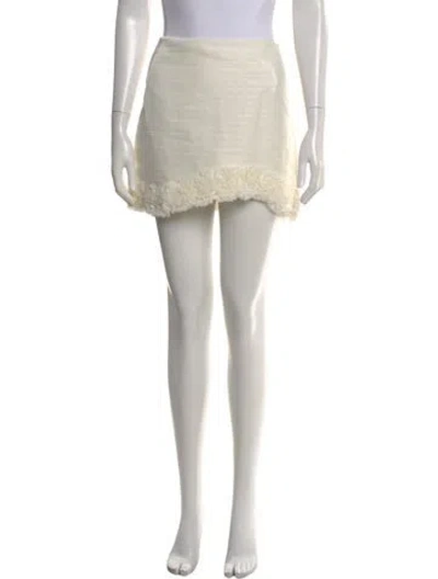 Pre-owned Alexis Raw-edge Trim Mini Skirt W/ Tags In White