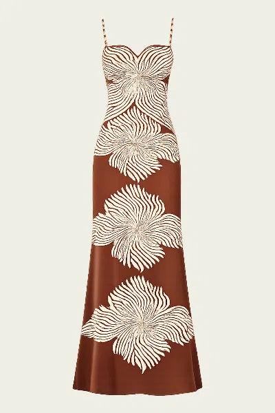 Alexis Rayana Midi Dress In Brown Blossom