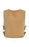 Alexis Raylin Floral-appliquéd Crepe Top In Neutral