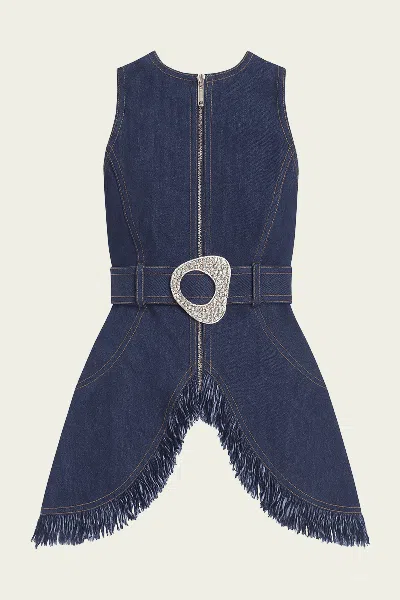 Alexis Reed Fringed Belted Top In Blue