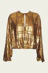 Alexis Reis Sequin Long Sleeve Top In Bronze