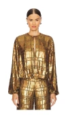 Alexis Reis Sequin Long Sleeve Top In Bronze In Ë¸ë¡ Ì¦