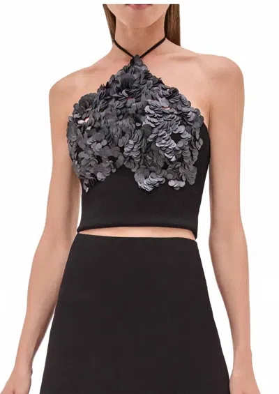 Alexis Relle Halter Sequin Top In Black