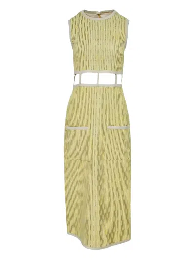 Alexis Renee Cut-out Tweed Midi Dress In Gold