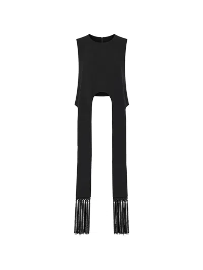Alexis Rennes Fringe-trim Top In Black