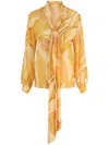 Alexis Kazan Printed Scarf Shirtdress In Orange