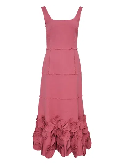 Alexis Rose-embellished Tiered Dress In Red