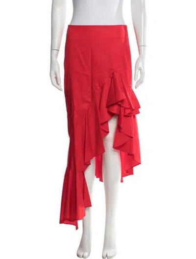 Pre-owned Alexis Ruffle Embellishment Long Skirt W/ Tags In Red