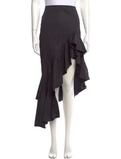 Pre-owned Alexis Ruffle Embellishment Midi Length Skirt In Black