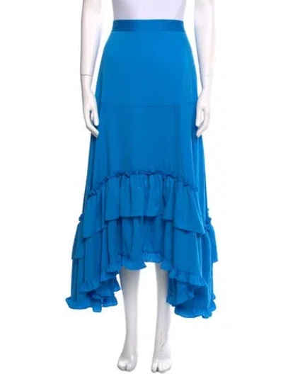 Pre-owned Alexis Ruffle Embellishment Midi Length Skirt W/ Tags In Blue