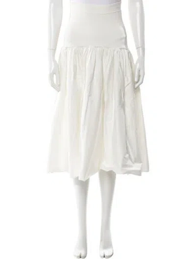 Pre-owned Alexis Ruffle Embellishment Midi Length Skirt In White