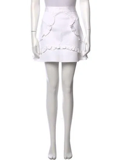 Pre-owned Alexis Ruffle Embellishment Mini Skirt In White