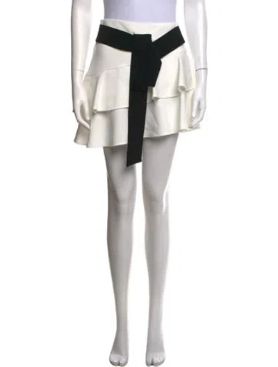Pre-owned Alexis Ruffle Embellishment Mini Skirt In White