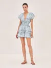 Alexis Ruth Floral Smocked Waist Minidress In Blue Bloom