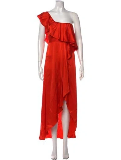 Pre-owned Alexis Satin Long Dress In Orange