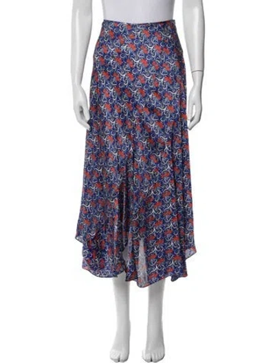 Pre-owned Alexis Satin Midi Length Skirt In Blue