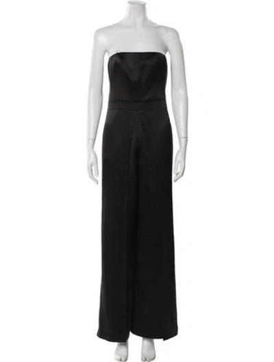 Pre-owned Alexis Satin Strapless Jumpsuit In Black