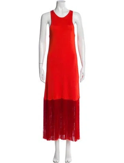 Pre-owned Alexis Scoop Neck Knee-length Dress In Orange