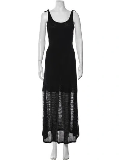 Pre-owned Alexis Scoop Neck Long Dress In Black