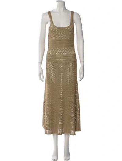 Pre-owned Alexis Scoop Neck Long Dress In Gold