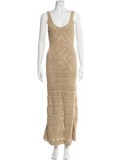Pre-owned Alexis Scoop Neck Long Dress In Neutral