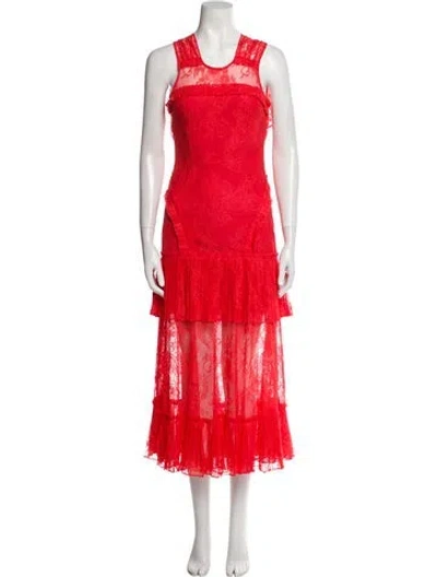 Pre-owned Alexis Scoop Neck Long Dress In Red
