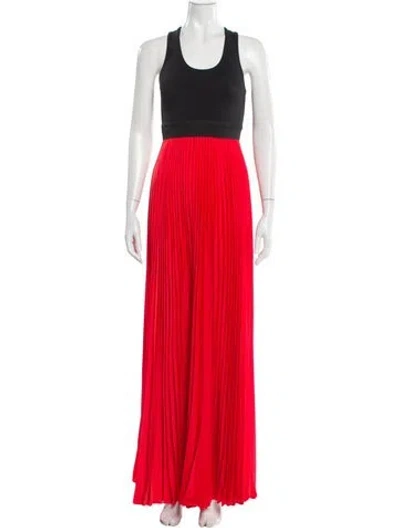Pre-owned Alexis Scoop Neck Long Dress In Red