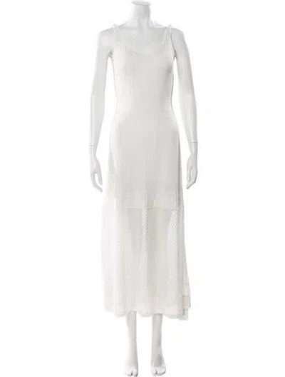 Pre-owned Alexis Scoop Neck Long Dress In White