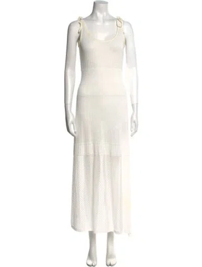Pre-owned Alexis Scoop Neck Long Dress In White