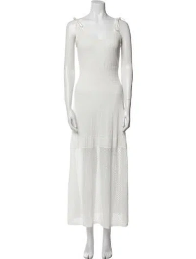 Pre-owned Alexis Scoop Neck Long Dress In White