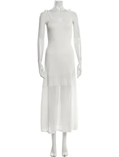 Pre-owned Alexis Scoop Neck Long Dress In White