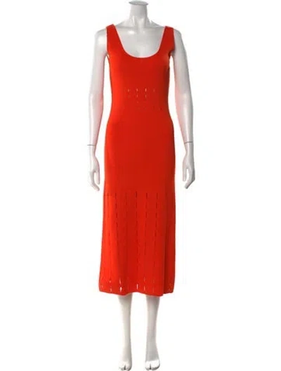 Pre-owned Alexis Scoop Neck Midi Length Dress In Orange