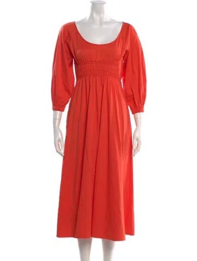 Pre-owned Alexis Scoop Neck Midi Length Dress In Red