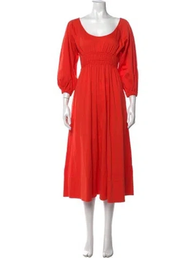 Pre-owned Alexis Scoop Neck Midi Length Dress In Red