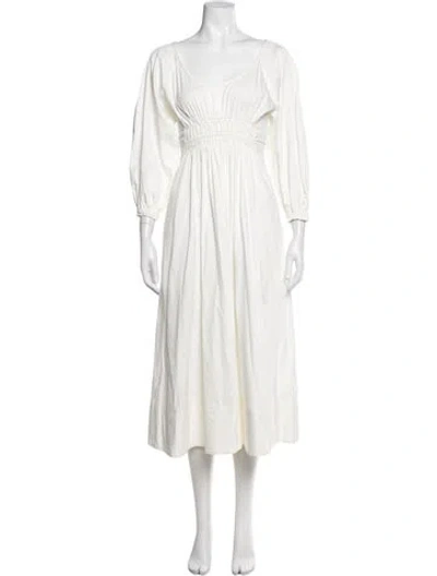 Pre-owned Alexis Scoop Neck Midi Length Dress In White
