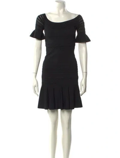 Pre-owned Alexis Scoop Neck Mini Dress In Black