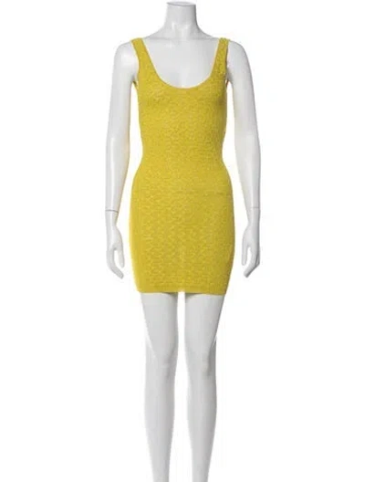Pre-owned Alexis Scoop Neck Mini Dress In Metallic/yellow