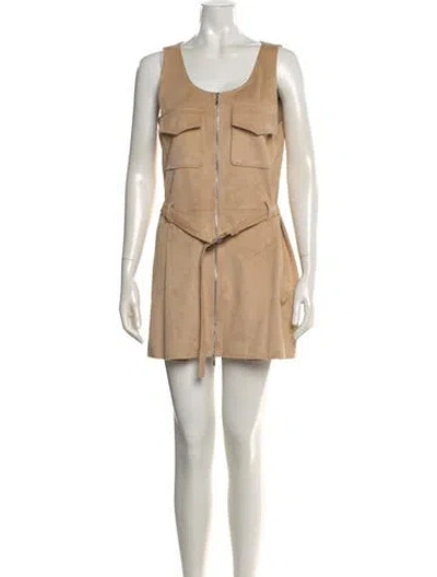 Pre-owned Alexis Scoop Neck Mini Dress In Neutral
