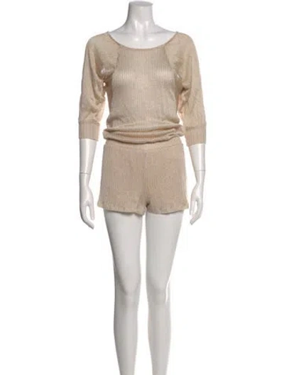Pre-owned Alexis Scoop Neck Romper In Neutral