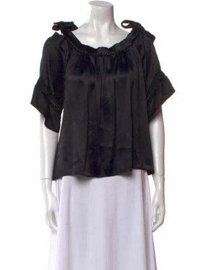 Pre-owned Alexis Scoop Neck Short Sleeve Blouse In Black