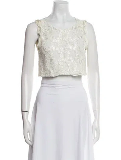 Pre-owned Alexis Scoop Neck Sleeveless Crop Top In Neutral